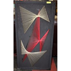 LARGE RETRO WOOD FRAMED STRING ART