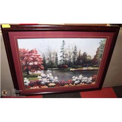 WOOD TONE FRAMED CREEK SCENE PICTURE