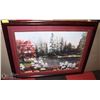 Image 1 : WOOD TONE FRAMED CREEK SCENE PICTURE
