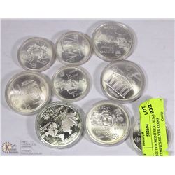 NINE 1976 MONTREAL SUMMER OLYMPICS SILVER COINS