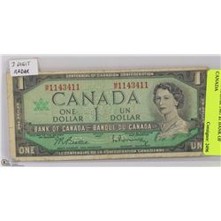 3 DIGIT RADAR 1967 $1 BANK OF CANADA
