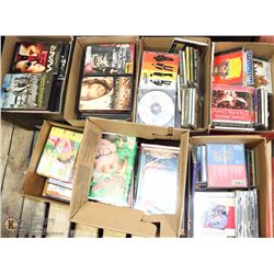 PALLET OF ASSORTED DVDS, CDS, AND VHS'S.