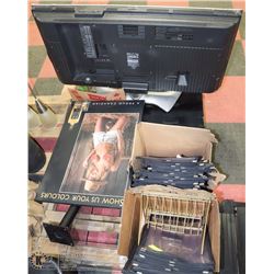 PALLET WITH LCD TV , PICTURES, MENU HOLDERS, SINK,