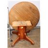 Image 1 : WOOD PEDESTAL DINING TABLE 47"X47"X30".