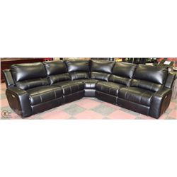 NEW BLACK LEATHERETTE ELECTRIC RECLINING SECTIONAL