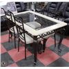 Image 1 : MARBLE AND GLASS METAL BASE TABLE WITH 4 CHAIRS