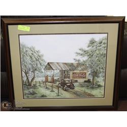 COCA COLA PICTURE PROFESSIONALLY FRAMED 27” X 24”