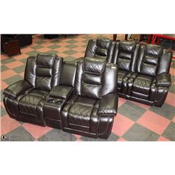 NEW BLACK LEATHERETTE DIAMOND PATTERN RECLINING