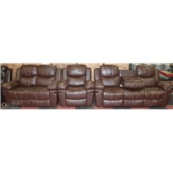 NEW NORWICH BROWN LEATHERETTE RECLINING SOFA
