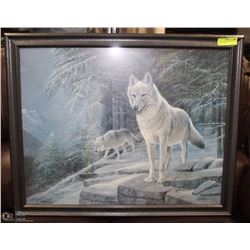 WOLVES ON THE MOUNTAIN FRAMED PRINT BY