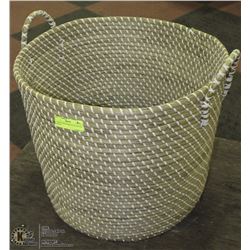LARGE STRAW ROBE STYLE WOVEN BASKET.