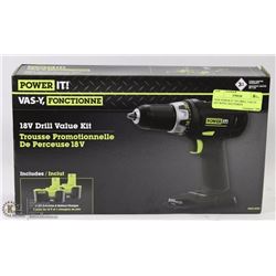 NEW POWER IT 18V DRILL VALUE KIT WITH 2 BATTERIES