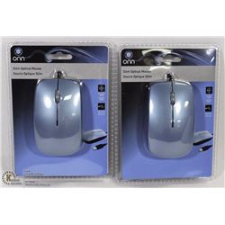 CASE OF 2PCS NEW ONN SLIM OPTICAL MOUSES