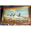 Image 1 : "WILD HORSES" OIL ON CANVAS BY K.YOUNG 53 X 29