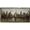 Image 1 : LARGE CITY SCAPE OIL PAINTING 55” X 28”