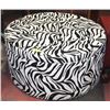 Image 1 : ROUND DESIGNER ZEBRA PRINT FABRIC OTTOMAN.