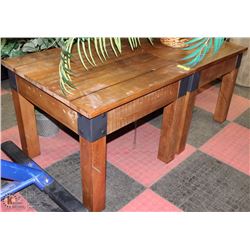 PAIR OF RUSTIC WOOD STYLE END TABLES.