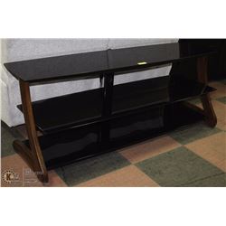 METAL GLASS & WOOD TV STAND 21"X24"X65"H