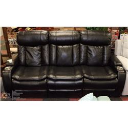DELUXE BLACK LEATHERETTE ELECTRIC RECLINING SOFA