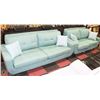 Image 1 : TEAL FABRIC SOFA AND LOVE SEAT WITH ACCENT