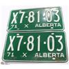 Image 1 : SET OF 2 ALBERTA 1971 LICENSE PLATES.