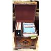 Image 1 : WOODEN DECORATIVE BOX FULL WITH ASSORTED DVD'S