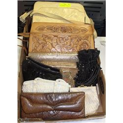 ESTATE PURSES INCL BEADED AND ALLIGATOR HIDE.