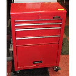 33X22X12 RED METAL TOOL BOX ON WHEELS