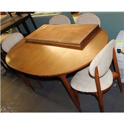VINTAGE CIRCA 1970S TEAK TABLE AND CHAIR SET W/ 2