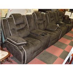 GREEN FABRIC ELECTRIC RECLINING CONSOLE LOVE