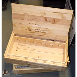 A SET OF 3 WOODEN WINE STORAGE BOXES