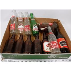 LOT OF 14 VINTAGE POP & BEER BOTTLES