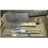 Image 1 : FLAT OF BONE HANDLED MEAT KNIVES.