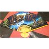 Image 1 : #71)LARGE EAGLE SCENE PAINTED FAN ON CANVAS