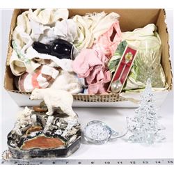 #52) LOT OF CRYSTAL DISHES, VASES, GLASS MEASURING