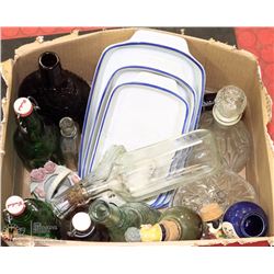 #69) BOX OF OLD BOTTLES, SOME ANTIQUE, VINTAGE &