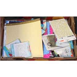 LARGE FLAT OF SCAPBOOKING MATERIALS AND