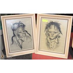 PAIR OF JOHANSEN CHARCOAL SKETCHES/PRINTS