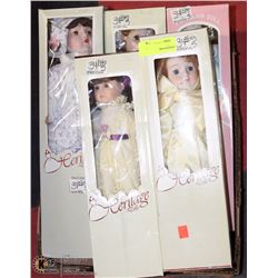 BOX OF 5 HERITAGE COLLECTIBLE DOLLS