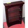 Image 1 : WOOD CABINET WITH METAL LEAF SIDES & GLASS SHELVES
