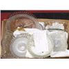 Image 1 : 5) BOX W/ SAUCERS, FOOTED FRUIT BOWLS, AMBER BOWL,