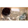 Image 1 : 8) BOX W/ ASSORTED CANDY DISHES INCL CRYSTAL,