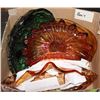 Image 1 : 7) BOX W/ 7 PC ASSORTED COLORED GLASS - SOME