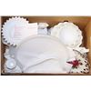 Image 1 : 4) BOX W/ FENTON CANDLE CENTER PIECE, HOBNAIL
