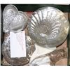 Image 1 : 13) BOX W/ ASSORTED SHAPED GLASS DISHES INCL