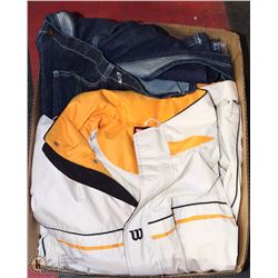 BOX W/MEN'S SIZE 46 DENIM BIB-STYLE