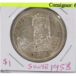 1858 - 1958 BC CANADIAN SILVER DOLLAR