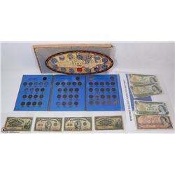 BULLSHIT POKER BANKNOTES,SMALL CENT COLLECTION,ETC