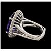 Image 3 : 14.35 ctw Tanzanite and Diamond Ring - 14KT White Gold