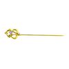 Image 1 : Blue Crystal and Seed Pearl Stick Pin - 10KT Yellow Gold